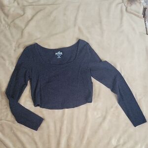 Hollister Black Long Sleeve Crop Top
